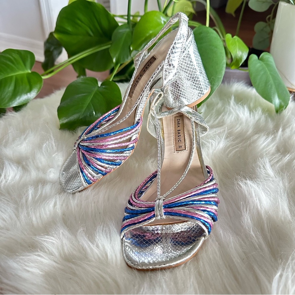 Rare Zara Metallic Block Heels 38